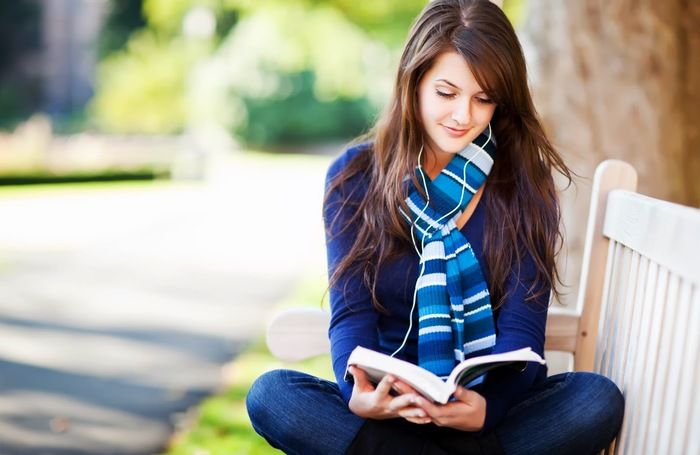 обучение, студентка, книга, свежий воздух